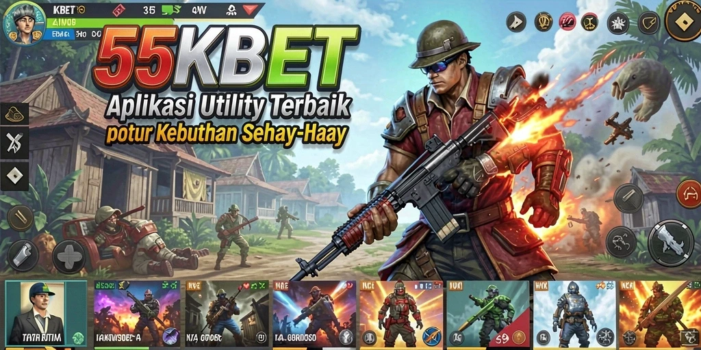 Tampilan utama aplikasi 55KBET dengan fitur Utility yang lengkap.