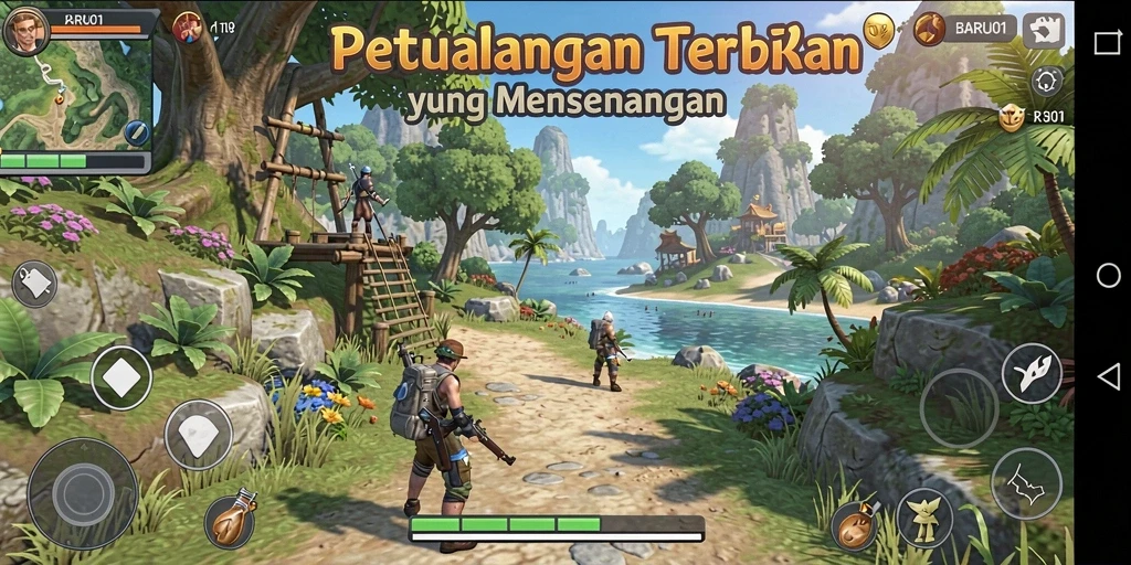 Tampilan gameplay BARU01 yang menakjubkan di dunia terbuka.