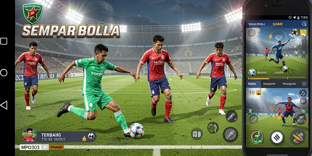 Screenshot MPO303 menampilkan aksi seru di lapangan sepak bola.