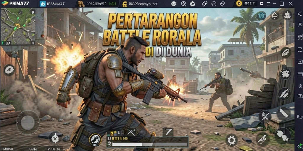 Tangkapan layar PRIMA77 menampilkan pertarungan seru dalam game Battle Royale.