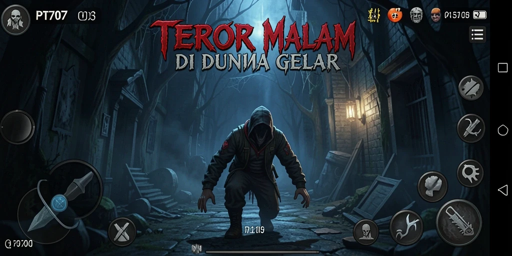 Gameplay PT707 menampilkan suasana mencekam dan monster menakutkan.