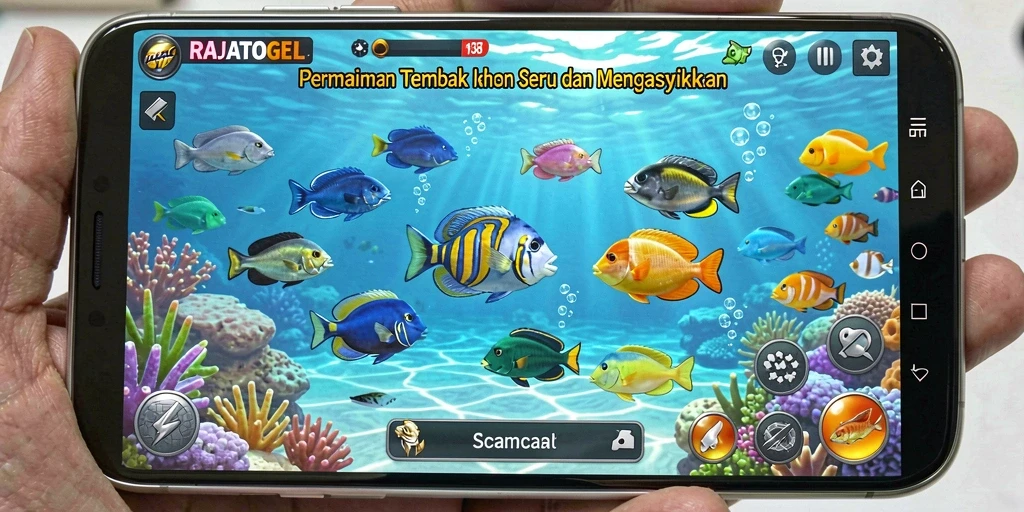 Screenshot utama RAJATOGEL menampilkan gameplay Tembak Ikan yang menegangkan.