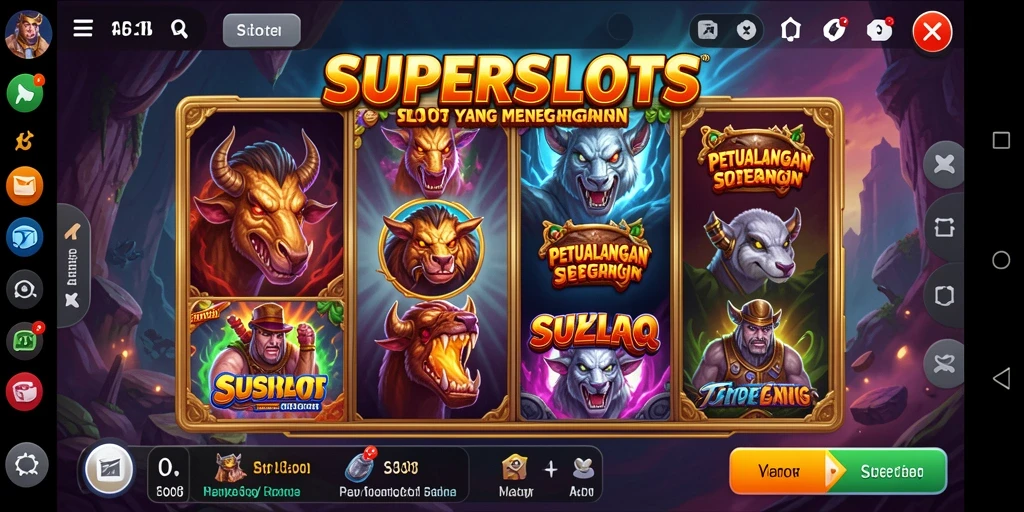 Tampilan gameplay Adventure SUPERSLOTS yang menegangkan dan penuh warna.