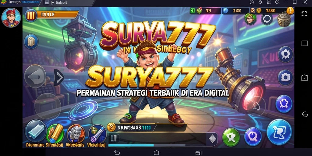 Tangkapan layar gameplay <strong>SURYA777</strong> yang menampilkan pertempuran epik dan pembangunan kota.