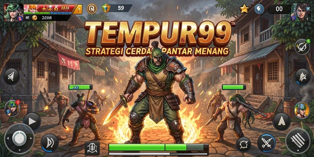 Tangkapan layar TEMPUR99 menampilkan aksi pertempuran dan strategi yang intens.