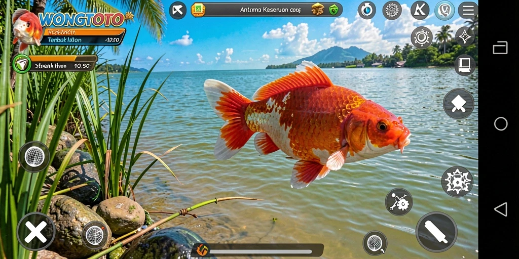 Screenshot gameplay menampilkan aksi tembak ikan yang menegangkan.